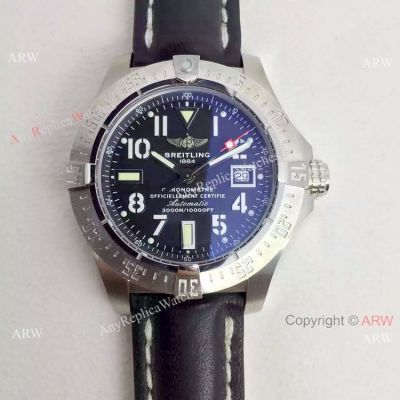 Swiss Copy Breitling Avenger Asian Eta2836 Black Leather Band Fashion Watch